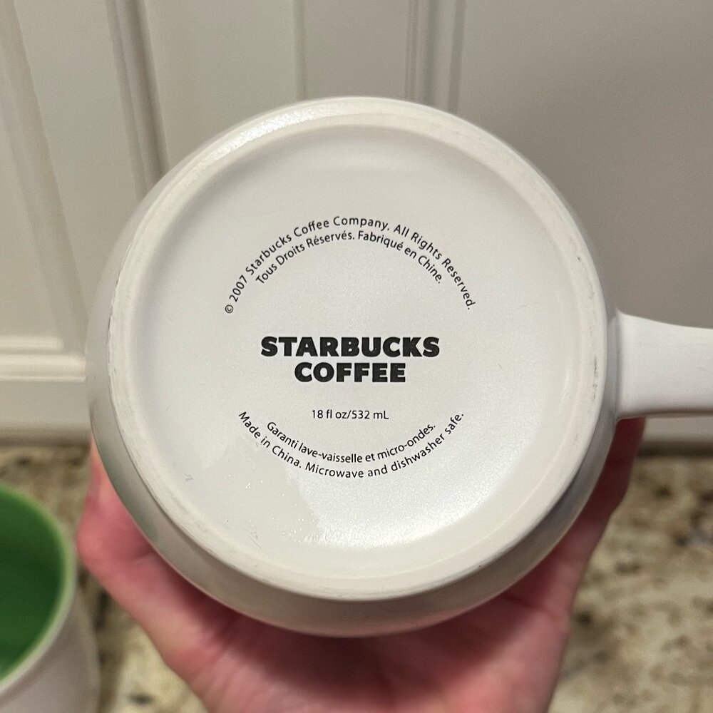 Starbucks Set of Two White with Green Mugs - Picture 5 of 5